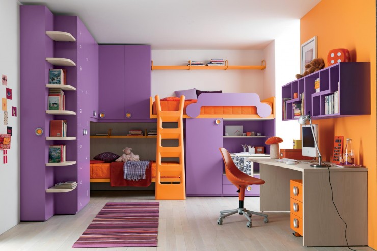 girls_bunk_beds 女孩紫色双层床