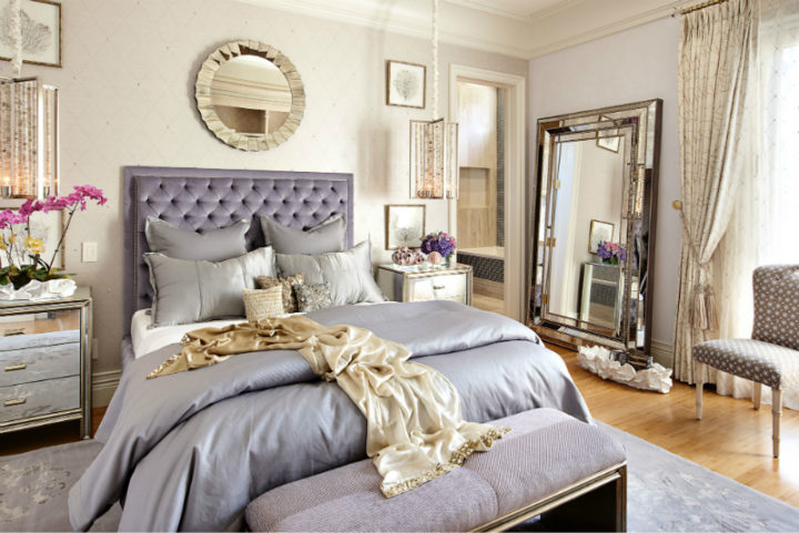 Glamorous Bedroom with grey blankets