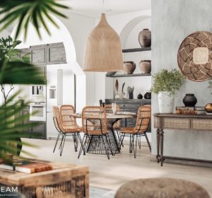 藤和黑金属圆餐桌集