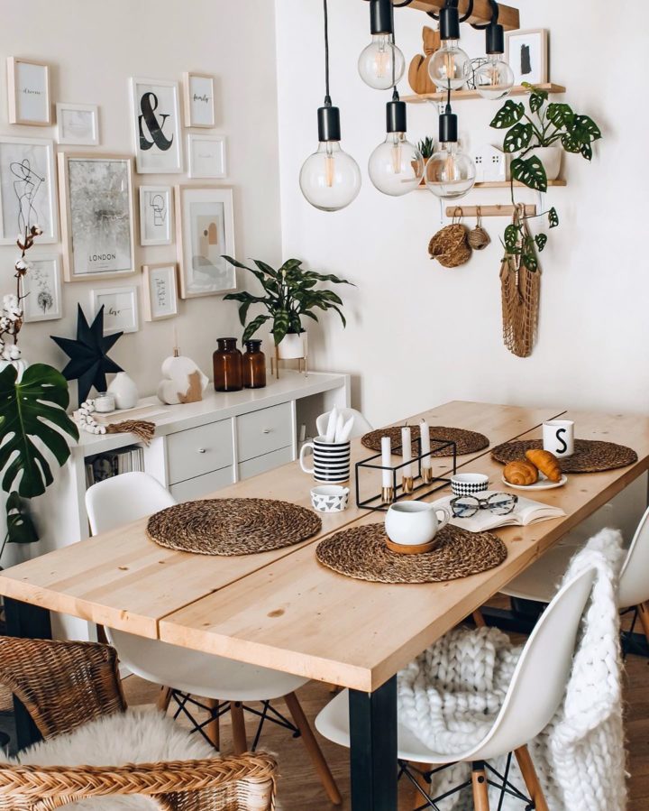 cozy-dining-room-lighting和墙美术馆的想法