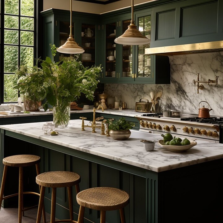 dark-green-kitchen-island